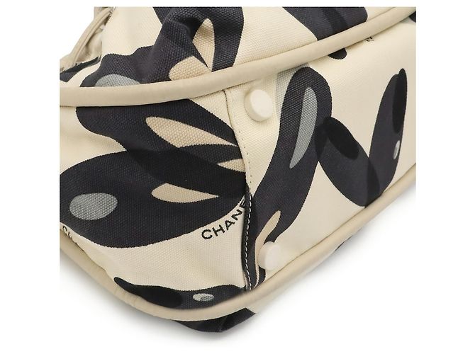 Borsa a tracolla e tote in tela Chanel Marrone Nero Crudo - vista 4