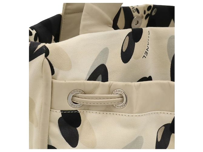Borsa a tracolla e tote in tela Chanel Marrone Nero Crudo - vista 9