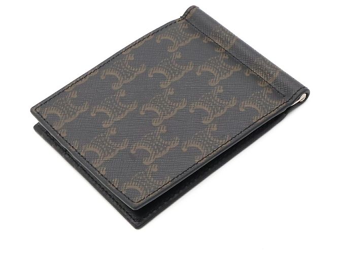 Céline Portafoglio bi-fold CELINE Triomphe Marrone Nero - vista 3