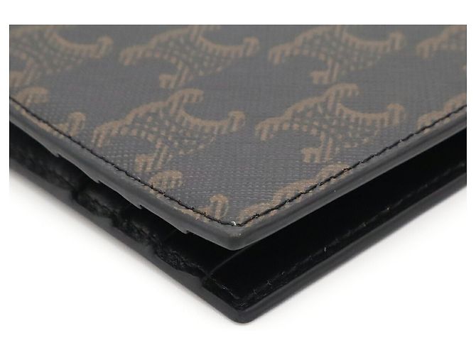 Céline Portafoglio bi-fold CELINE Triomphe Marrone Nero - vista 4