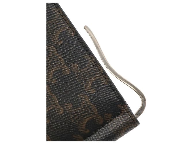 Céline Portafoglio bi-fold CELINE Triomphe Marrone Nero - vista 6