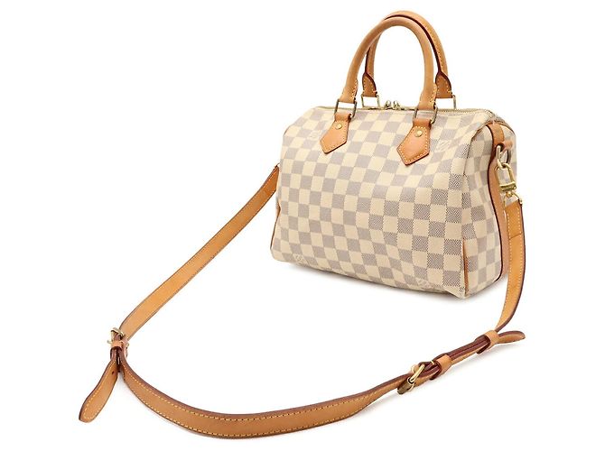 Borsa Louis Vuitton Damier Azur Speedy Bandoulière 25 Crudo - vista 3