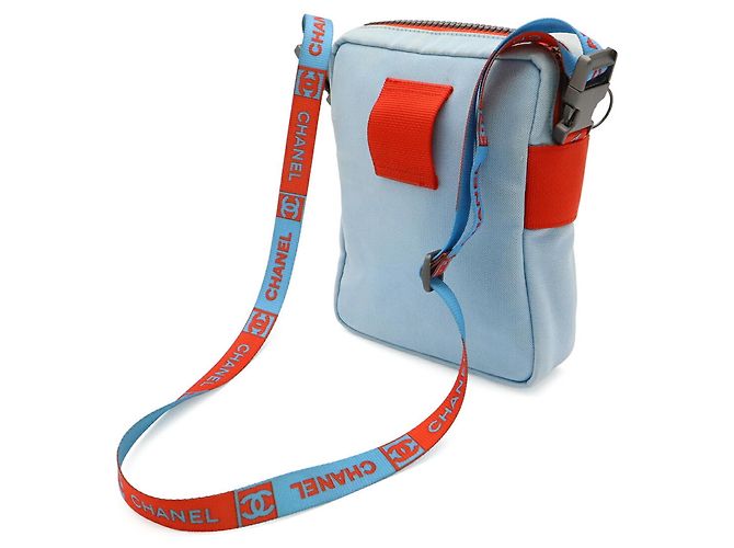 Borsa a tracolla/Pouch Chanel Sport Line Coco Mark Rosso Blu chiaro - vista 3