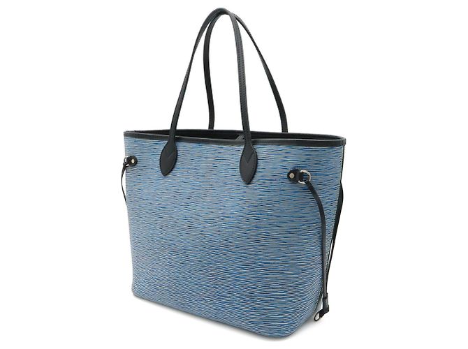 Borsa Tote Louis Vuitton Epi Denim Neverfull MM Blu - vista 3