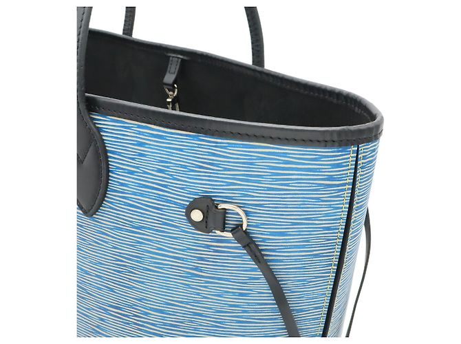 Borsa Tote Louis Vuitton Epi Denim Neverfull MM Blu - vista 7
