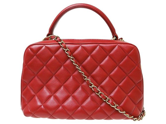 Chanel Trendy CC Top Handle Quilted Lambskin Medium Rosso - vista 2