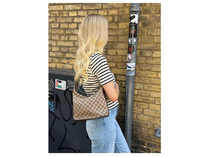 Borsa a tracolla Gucci GG Canvas Beige e Argento - vista 2