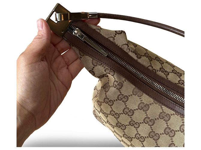 Borsa a tracolla Gucci GG Canvas Beige e Argento - vista 3