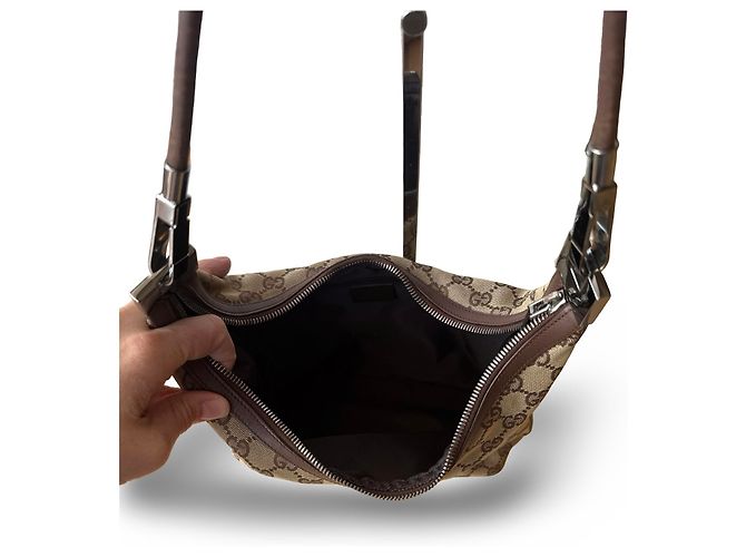 Borsa a tracolla Gucci GG Canvas Beige e Argento - vista 4