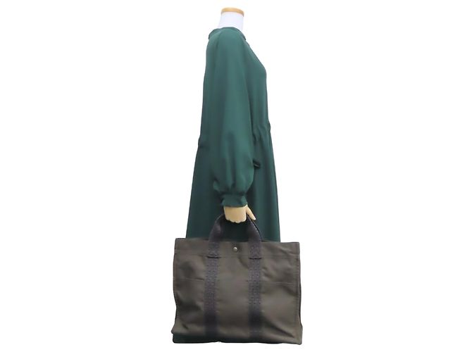 Hermès Borsa Tote Hermes Gray Herline MM Marrone - vista 26