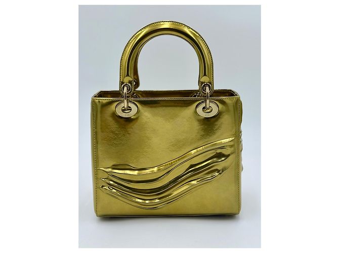 Borsa Christian Dior Lady Dior Art Jason Martin Oro D'oro - vista 3