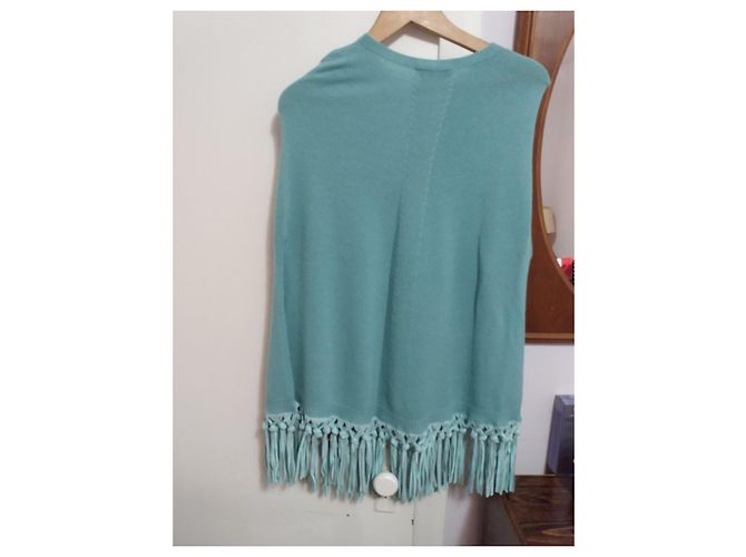 Autre Marque Pinotti Petrolblauer Woll- und Kaschmir-Poncho - Ansicht 4