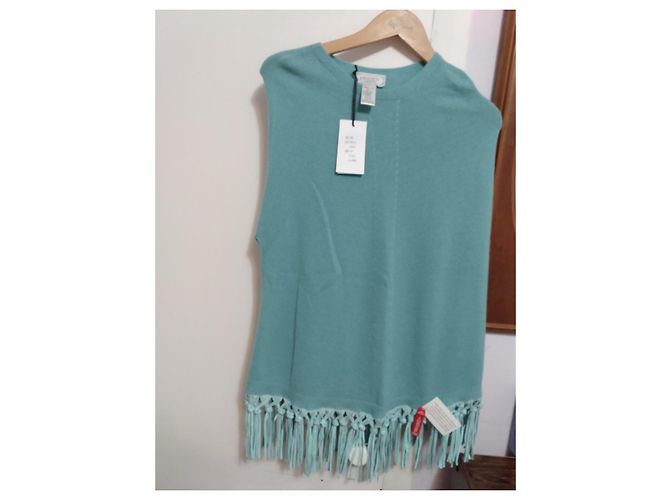 Autre Marque Pinotti Petrolblauer Woll- und Kaschmir-Poncho - Ansicht 5