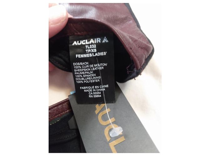 Autre Marque Auclair Betsy Lederhandschuhe Bordeaux und Schwarz Braun - Ansicht 10