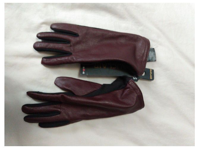 Autre Marque Auclair Betsy Lederhandschuhe Bordeaux und Schwarz Braun - Ansicht 18