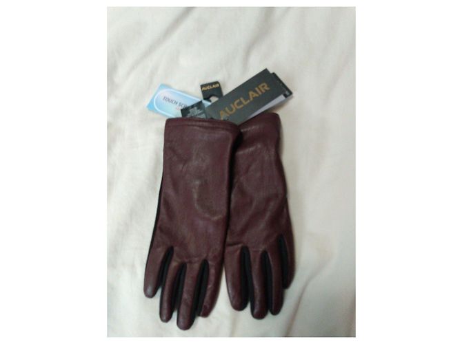 Autre Marque Auclair Betsy Lederhandschuhe Bordeaux und Schwarz Braun - Ansicht 2