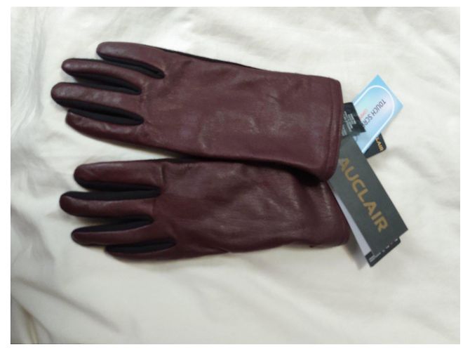 Autre Marque Auclair Betsy Lederhandschuhe Bordeaux und Schwarz Braun - Ansicht 3