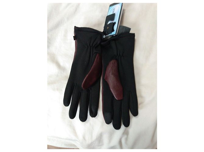 Autre Marque Auclair Betsy Lederhandschuhe Bordeaux und Schwarz Braun - Ansicht 4