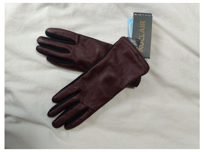 Autre Marque Auclair Betsy Lederhandschuhe Bordeaux und Schwarz Braun - Ansicht 5