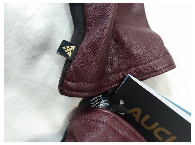 Autre Marque Auclair Betsy Lederhandschuhe Bordeaux und Schwarz Braun - Ansicht 6