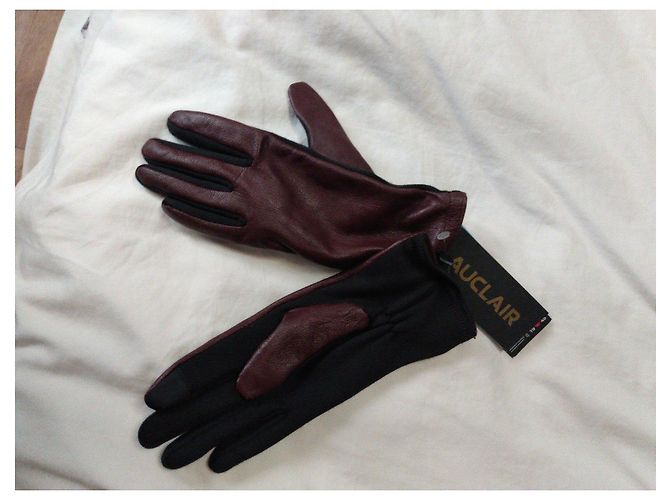 Autre Marque Auclair Betsy Lederhandschuhe Bordeaux und Schwarz Braun - Ansicht 7