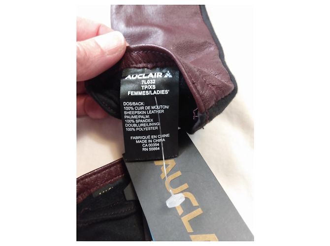 Autre Marque Auclair Betsy Lederhandschuhe Bordeaux und Schwarz Braun - Ansicht 9