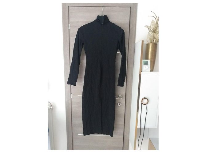 Zara schwarzes strukturiertes Rollkragenkleid - Ansicht 2