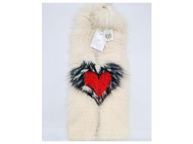 Christian Dior Stola in pelliccia di volpe Cuore Cruise 2018 Nero Bianco Rosso - vista 3