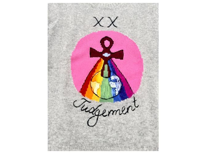 Christian Dior Kaschmirpullover Motherpeace Tarot "Judgement" Braun Pink Blau Grün Orange Grau Gelb - Ansicht 2