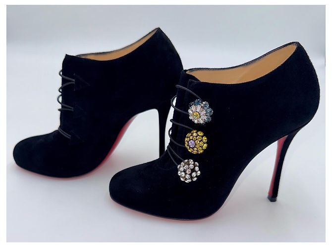 Christian Louboutin Bootoni MJ 100 Stivaletti Camoscio Nero - vista 2