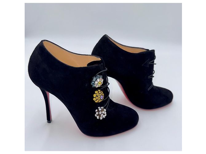 Christian Louboutin Bootoni MJ 100 Stivaletti Camoscio Nero - vista 3