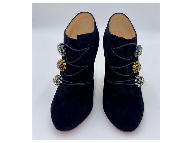 Christian Louboutin Bootoni MJ 100 Stivaletti Camoscio Nero - vista 5