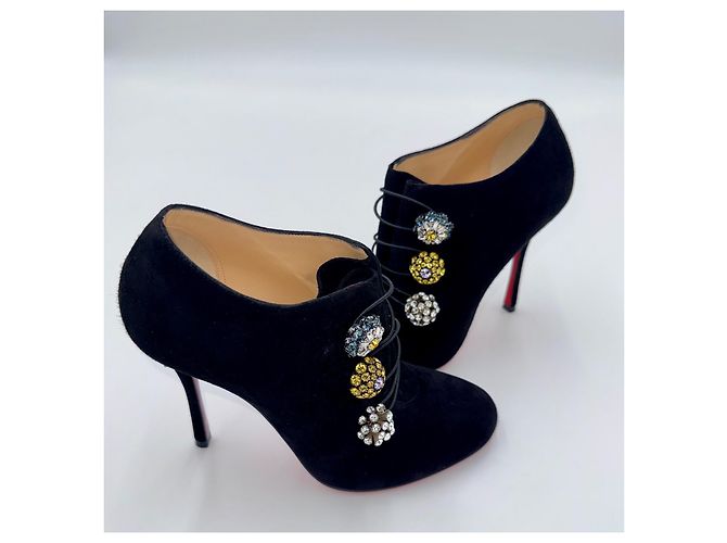 Christian Louboutin Bootoni MJ 100 Stivaletti Camoscio Nero - vista 7