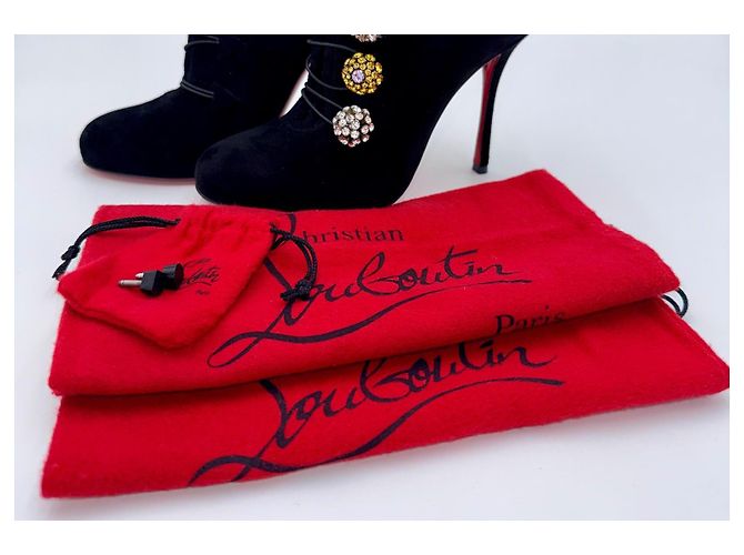 Christian Louboutin Bootoni MJ 100 Stivaletti Camoscio Nero - vista 8