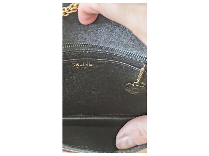 Céline Celine Triomphe Lackleder-Kettentasche Schwarz - Ansicht 10