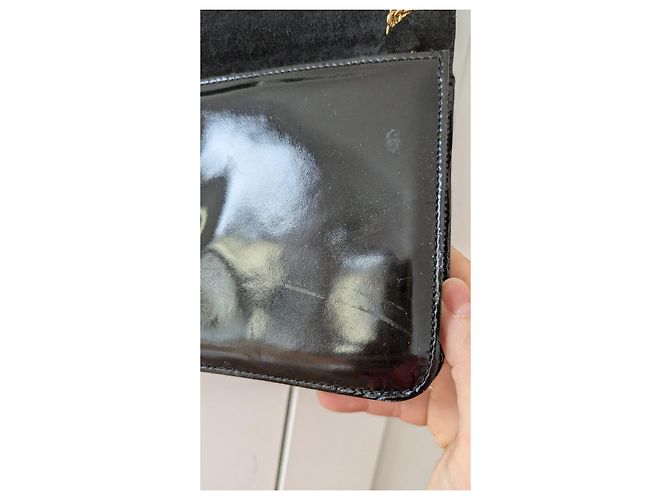 Céline Celine Triomphe Lackleder-Kettentasche Schwarz - Ansicht 11