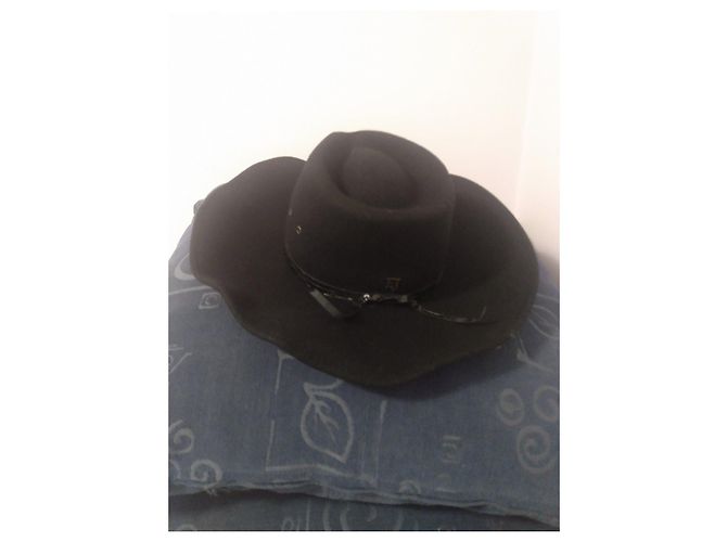 Autre Marque Cappello fedora in lana nero - vista 8