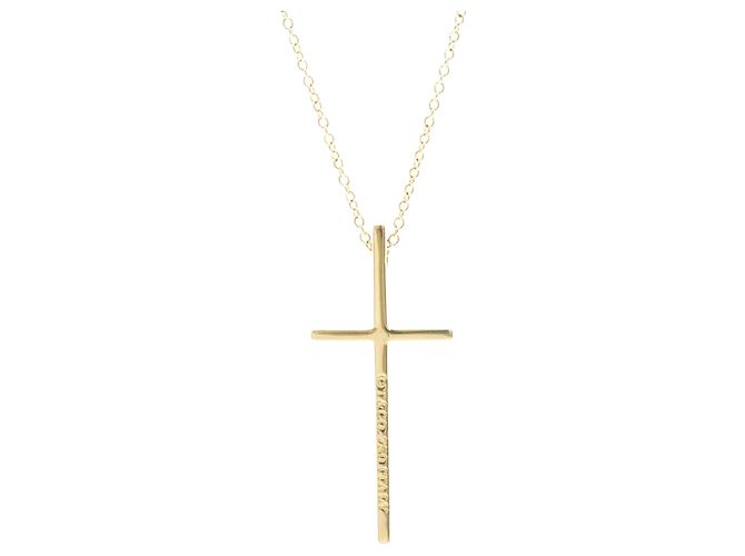 Pendentif Croix Tiffany & Co. Or Jaune 18K Doré - vue 3