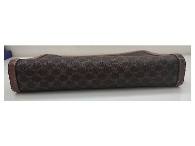 Pouch Céline Maclen in tela rivestita e pelle Marrone - vista 12