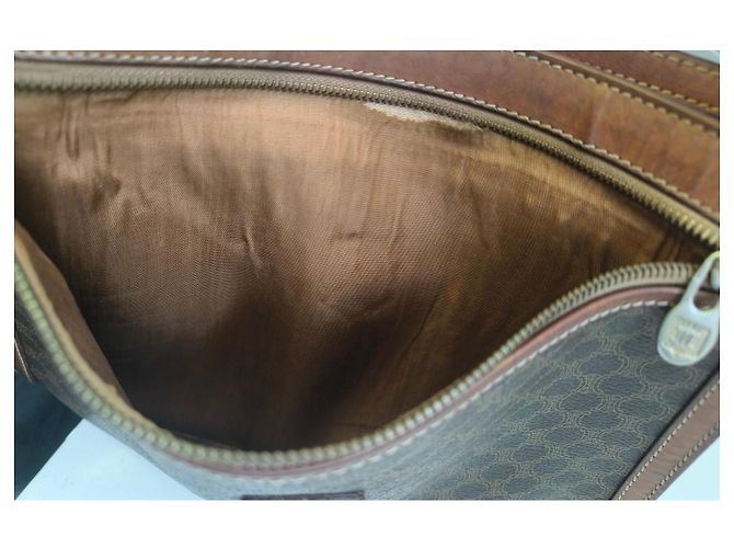 Pouch Céline Maclen in tela rivestita e pelle Marrone - vista 15