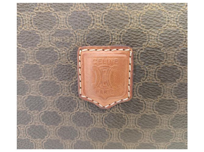 Pouch Céline Maclen in tela rivestita e pelle Marrone - vista 2