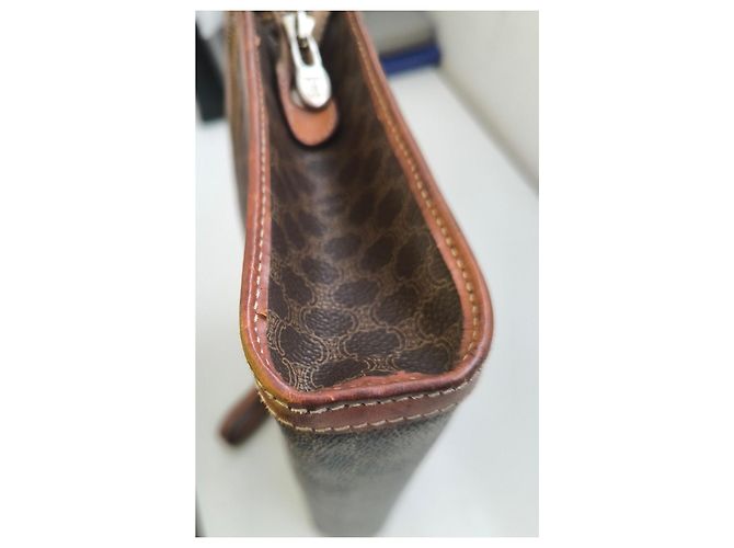 Pouch Céline Maclen in tela rivestita e pelle Marrone - vista 4