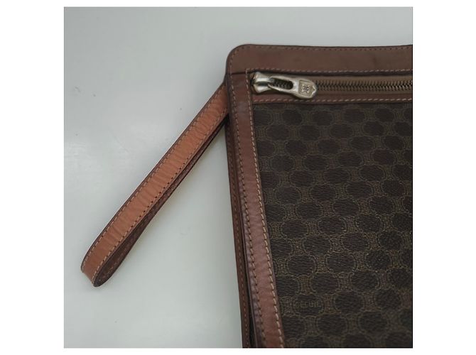 Pouch Céline Maclen in tela rivestita e pelle Marrone - vista 9