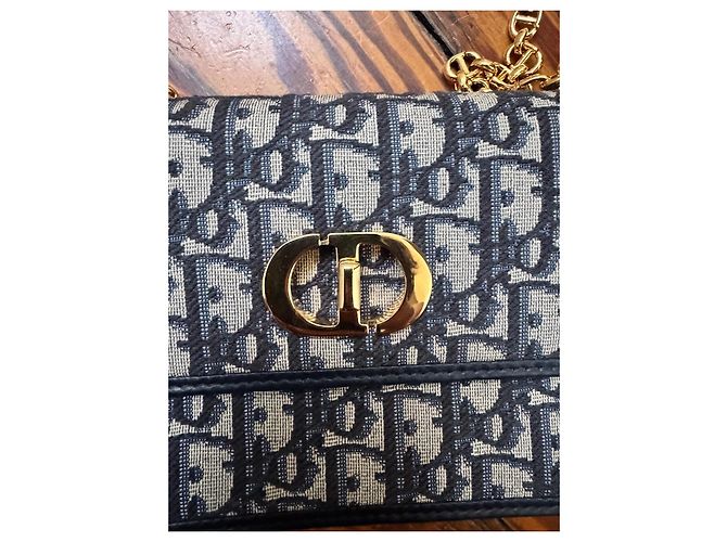 Dior Caro Borsa a Tracolla Tela Jacquard Dior Oblique Beige Blu scuro - vista 5