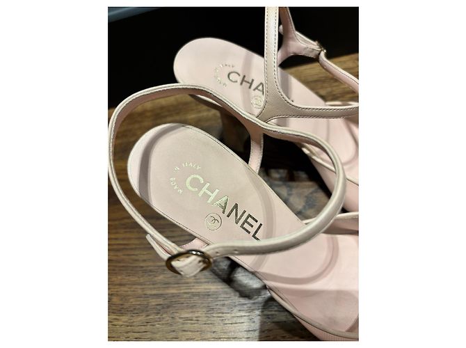 Décolleté Slingback Chanel in mesh rosa e pelle - vista 10