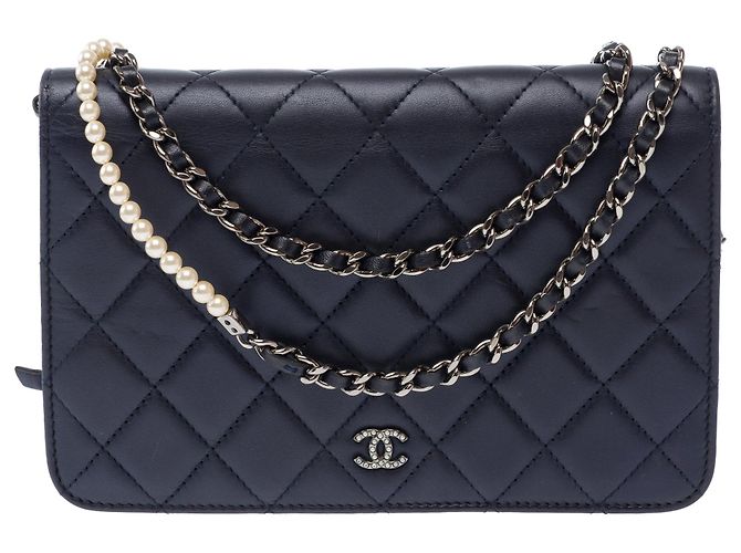 Borsa CHANEL Wallet on Chain in Pelle Blu Navy - 103856 - vista 2