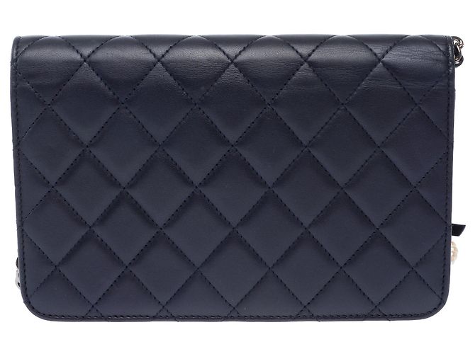 Borsa CHANEL Wallet on Chain in Pelle Blu Navy - 103856 - vista 3