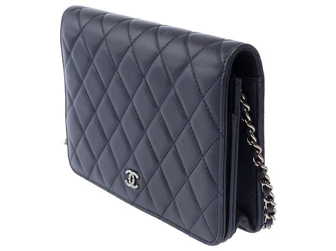 Borsa CHANEL Wallet on Chain in Pelle Blu Navy - 103856 - vista 4