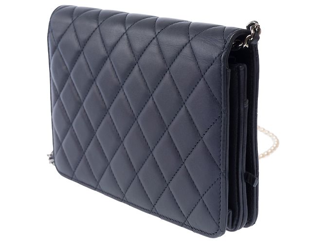 Borsa CHANEL Wallet on Chain in Pelle Blu Navy - 103856 - vista 5