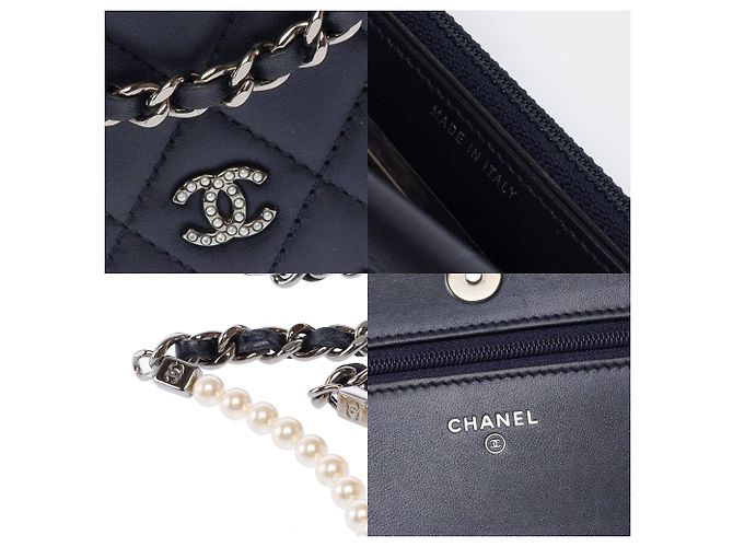 Borsa CHANEL Wallet on Chain in Pelle Blu Navy - 103856 - vista 6